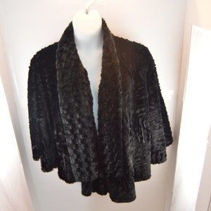 Black Textured Velvet Cape